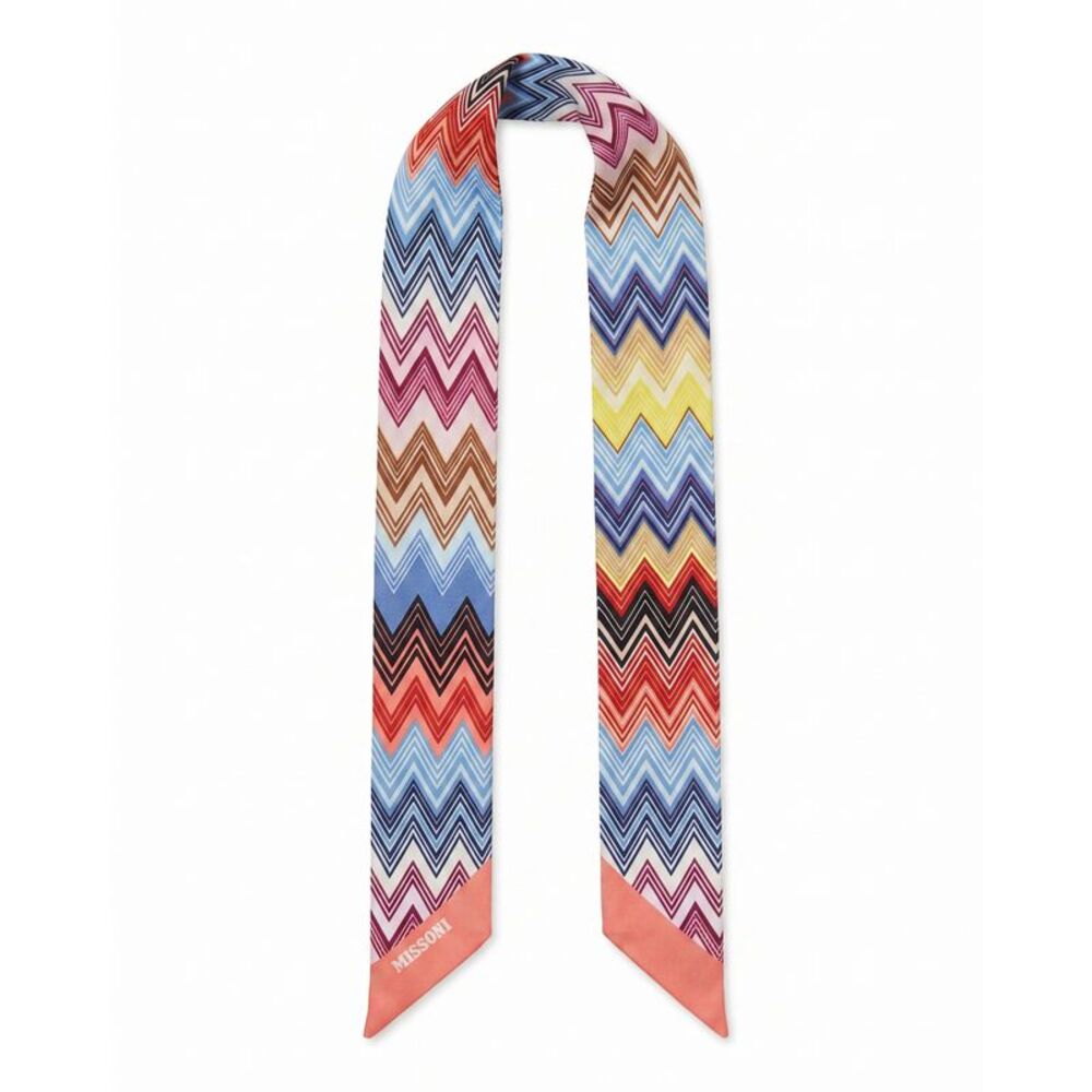 Missoni Pale Blue Silk Classic Print Ribbon Scarf